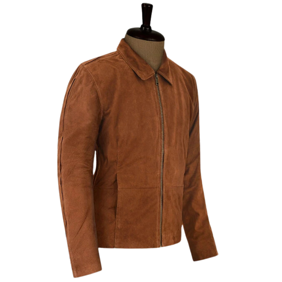 Mens Tan Brown Suede Shirt Collar Jacket 6 Mens Tan Brown Suede Shirt Collar Jacket - Image 6