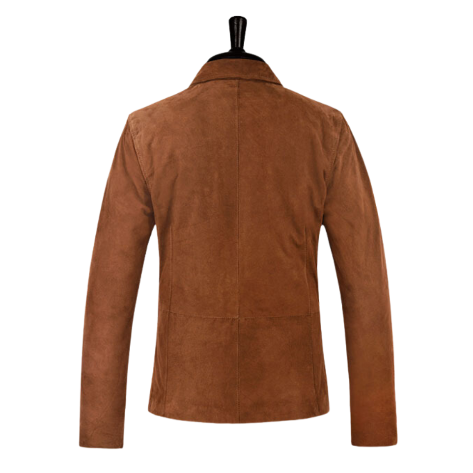 Mens Tan Brown Suede Shirt Collar Jacket 3 Mens Tan Brown Suede Shirt Collar Jacket - Image 3
