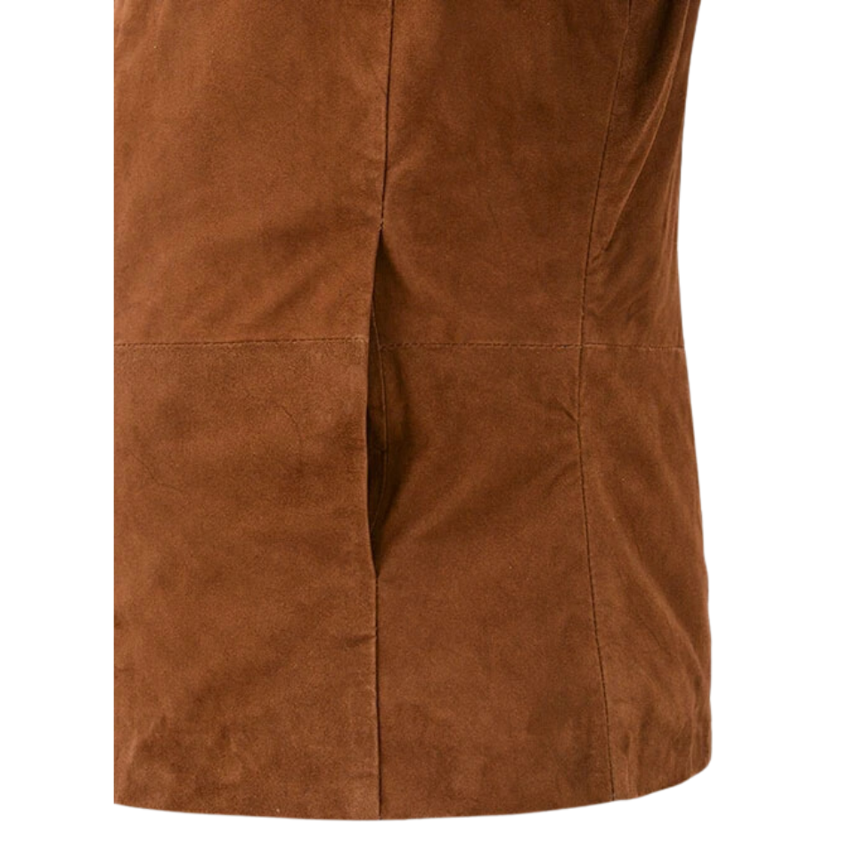 Mens Tan Brown Suede Shirt Collar Jacket 5 Mens Tan Brown Suede Shirt Collar Jacket - Image 5