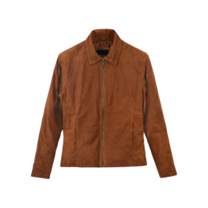 Mens Tan Brown Suede Shirt Collar Jacket