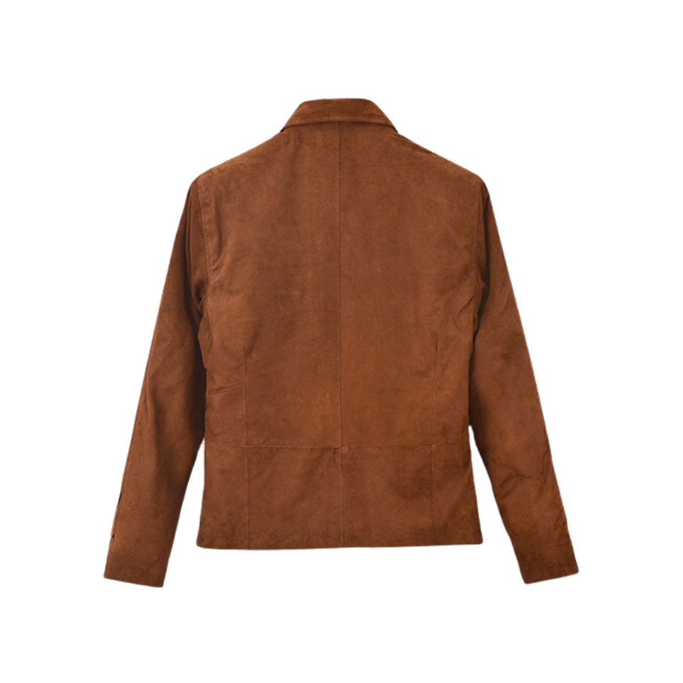 Mens Tan Brown Suede Shirt Collar Jacket 2 Mens Tan Brown Suede Shirt Collar Jacket - Image 2
