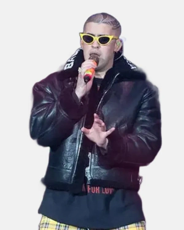 Bad Bunny Black Shearling Jacket 3 Bad Bunny Black Shearling Jacket - Image 3