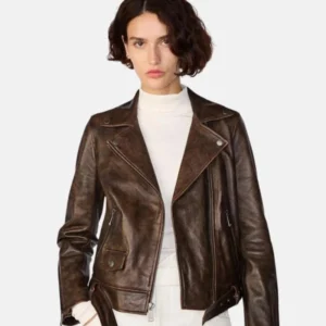 Home 11 Distressed Brown Moto Jacket