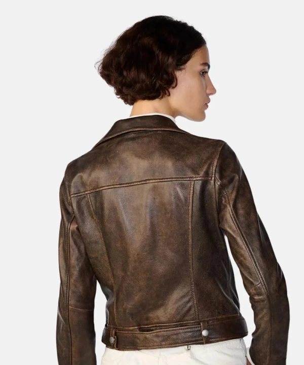 Distressed Brown Moto Jacket 3 Distressed Brown Moto Jacket - Image 3