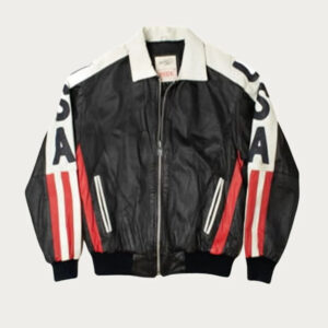 Vintage Michael Hoban USA Flag Leather Jacket