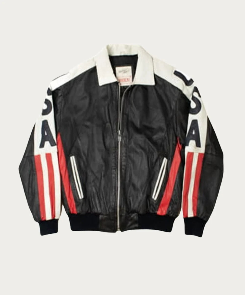 Vintage Michael Hoban USA Flag Leather Jacket 1 Vintage Michael Hoban USA Flag Leather Jacket
