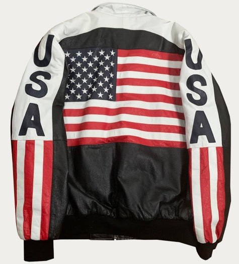 Vintage Michael Hoban USA Flag Leather Jacket 3 Vintage Michael Hoban USA Flag Leather Jacket - Image 3