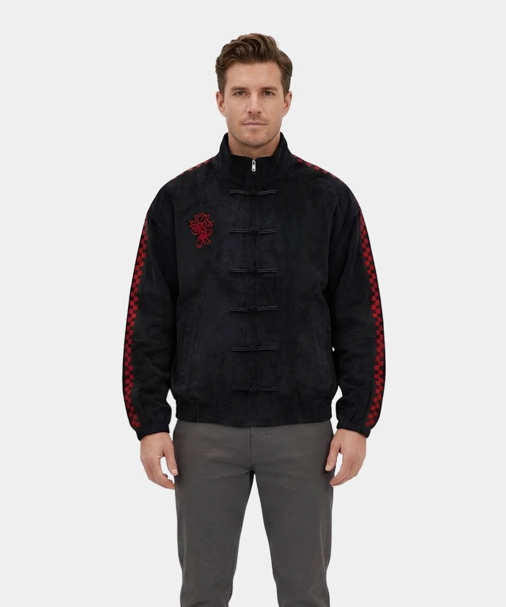 NEPTUN X SONIC Black Suede Bomber Jacket 5 NEPTUN X SONIC Black Suede Bomber Jacket - Image 5