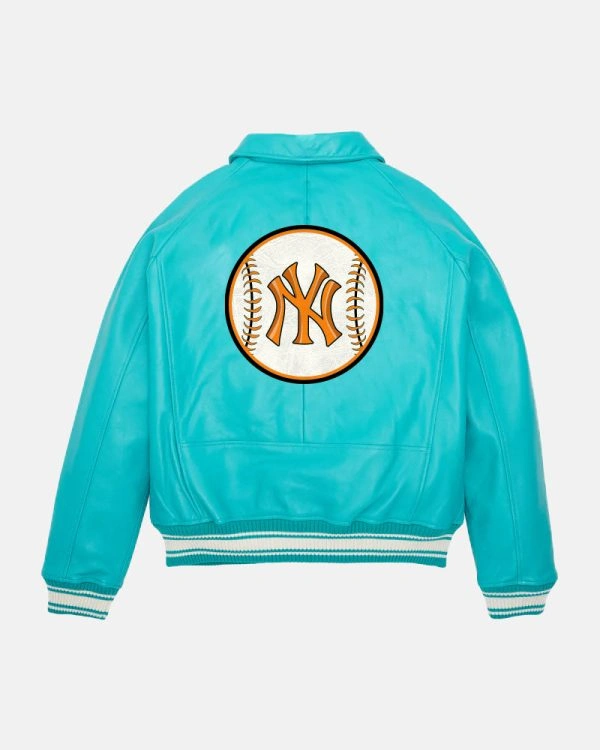 NYC Leather Bomber Jacket 2 NYC Leather Bomber Jacket - Image 2