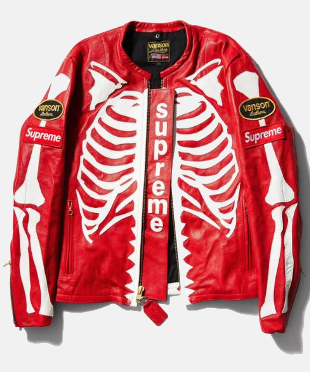 Supreme Vanson Leather Bones Red Jacket 3 Supreme Vanson Leather Bones Red Jacket - Image 3