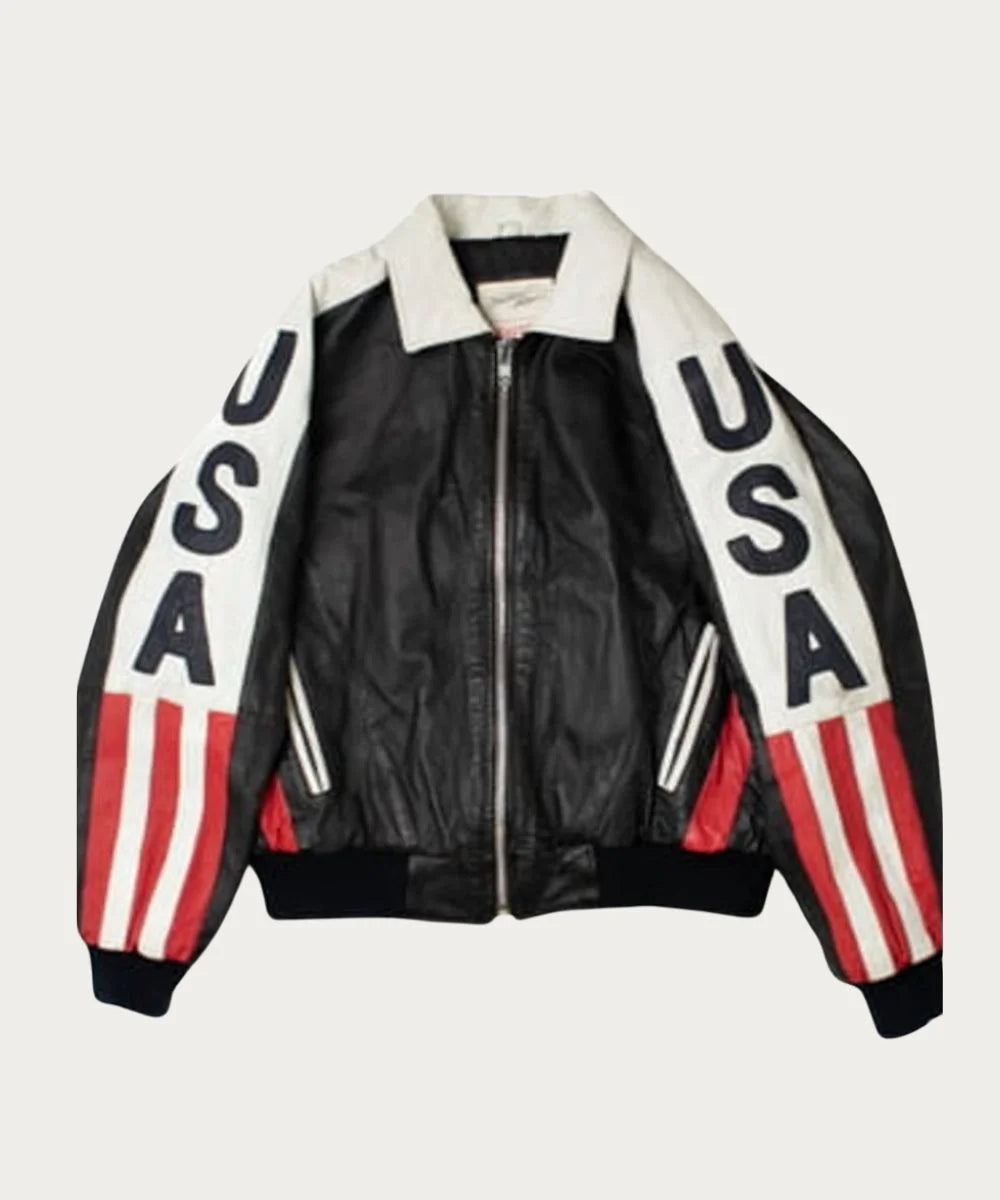 Vintage Michael Hoban USA Flag Leather Jacket 4 Vintage Michael Hoban USA Flag Leather Jacket - Image 4