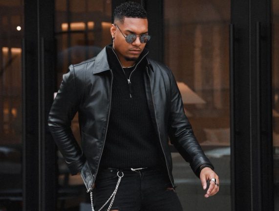 mens leather jacket in black